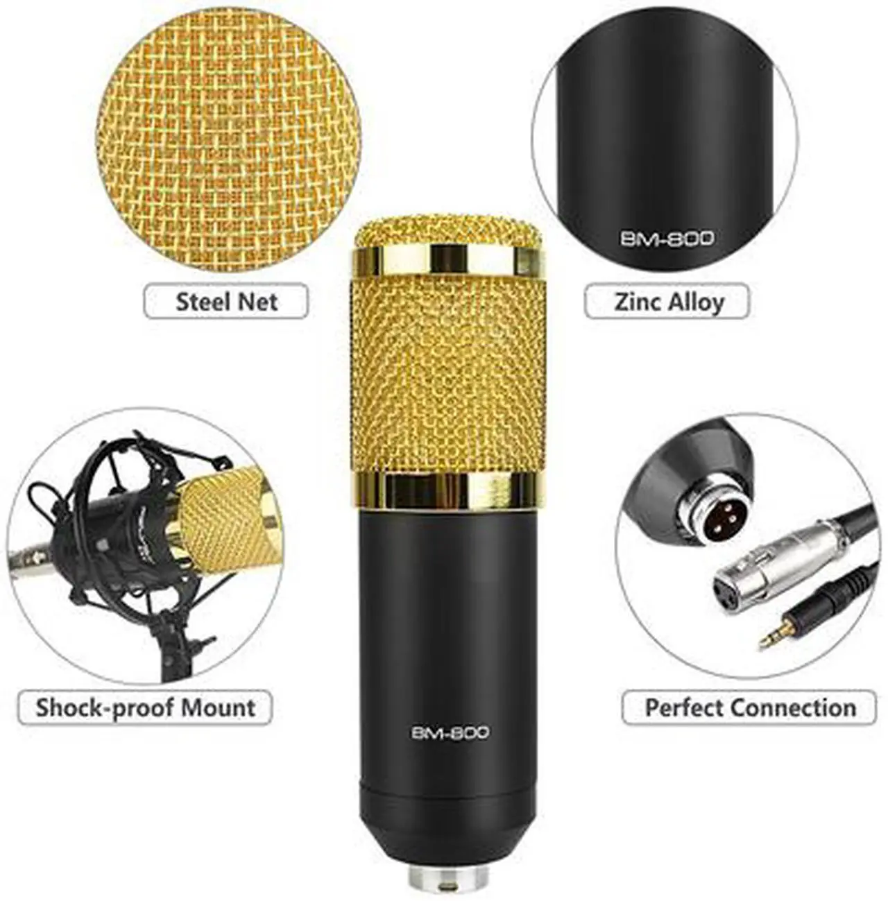 Alt view image 3 of 5 - Toleap BM-800 Condenser Microphone Bundle, With Adjustable Mic Suspension Scissor Arm, Shock Mount and Double-Layer Pop Filter, For PC Studio Recording & Broadcasting Skype YouTuber Karaoke