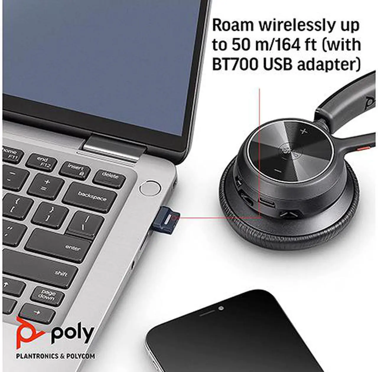 Alt view image 6 of 8 - Poly (Plantronics + Polycom) Voyager 4310 UC Wireless Headset (Plantronics) - Single-Ear Headset Mic - Works with Teams (Certified), Black, (218473-02)