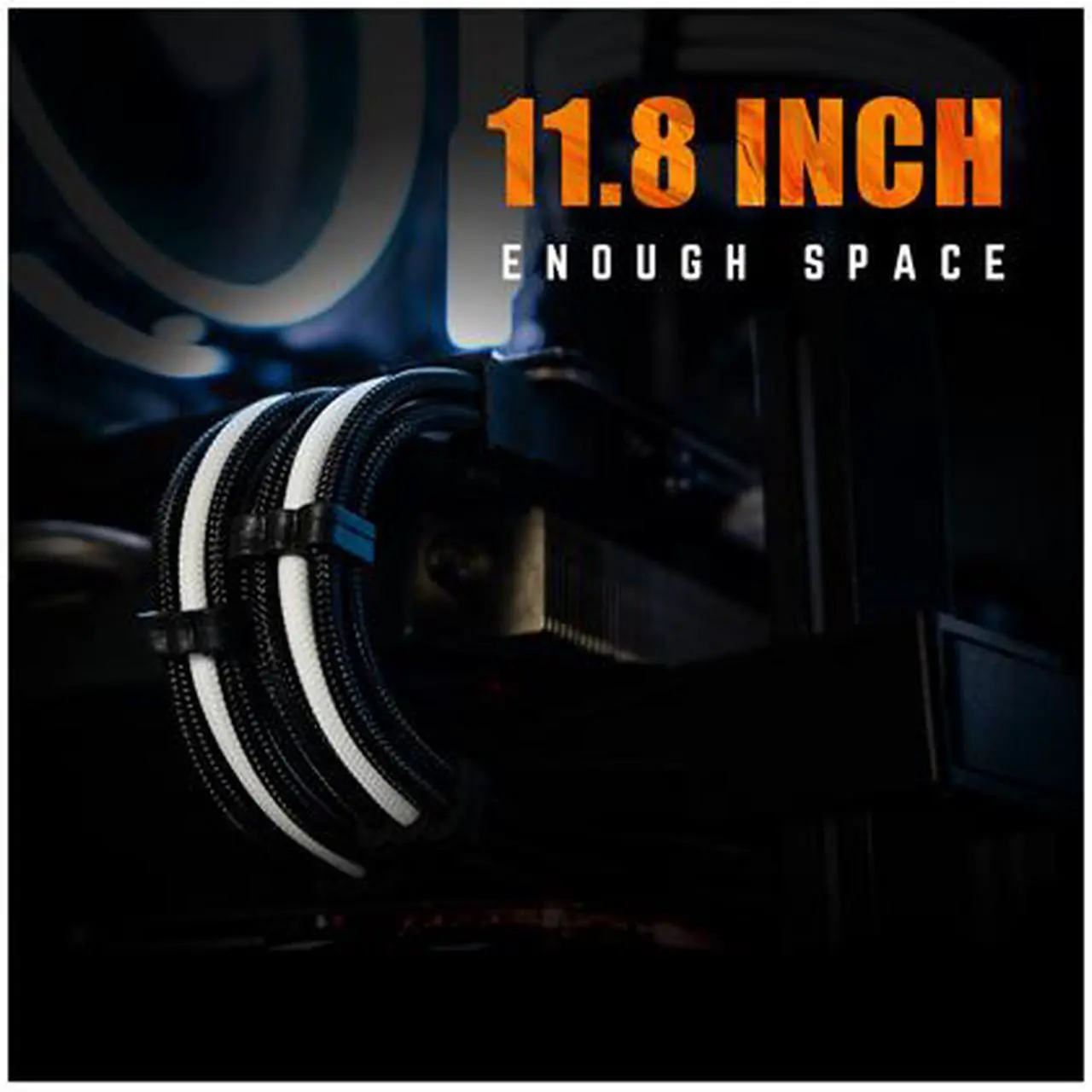 Alt view image 5 of 4 - Asiahorse Customization Mod Sleeve Extension Power Supply Cable Kit 18AWG ATX/EPS/8-pin PCI-E/6-pin PCI-E (white&black MIX)
