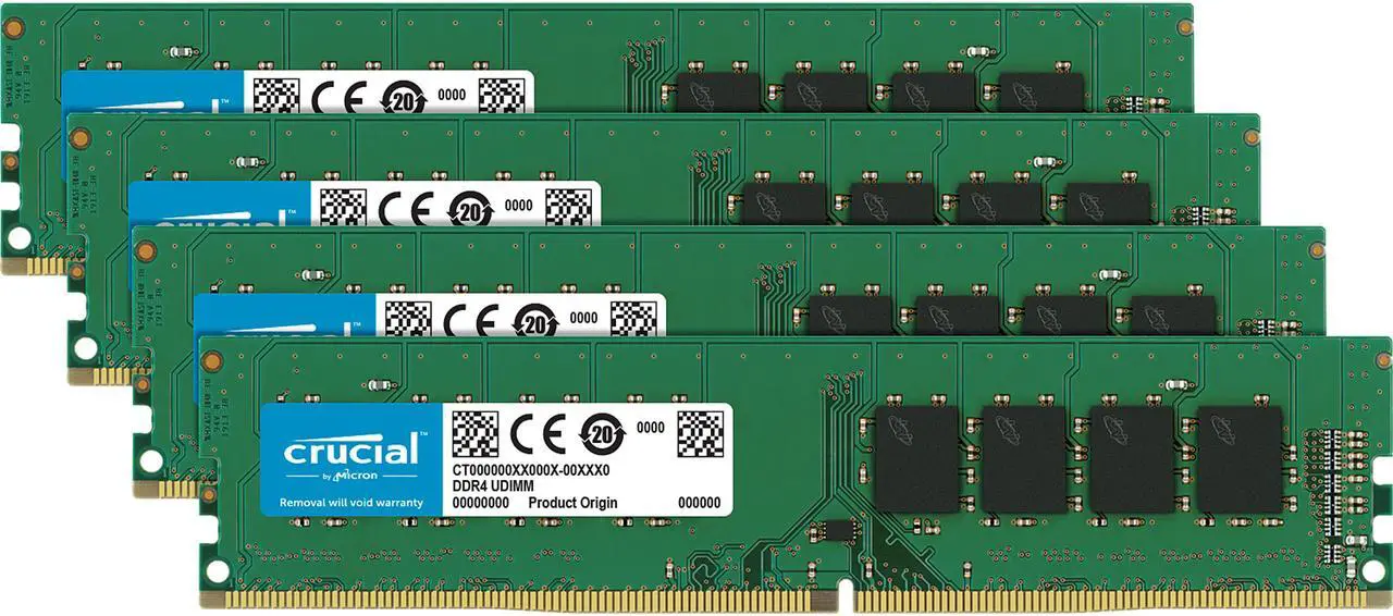 Main image of Crucial 64GB (4 x 16GB) DDR4 2400MHz DRAM (Desktop Memory) CL17 1.2V DR DIMM (288-pin) CT4K16G4DFD824A