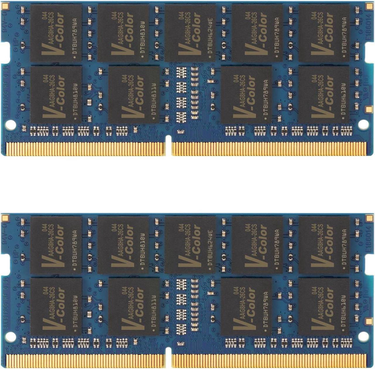 Alt view image 2 of 4 - V-COLOR 64GB (2 x 32GB) ECC SO-DIMM DDR4 2666MHz (PC4-21300) for microservers, workstations, Networking Platforms and Embedded Systems 2Rx8 CL19 1.2V (TES432G26D819K-VC)