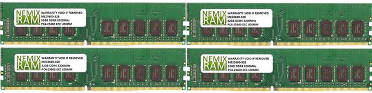 NEMIX RAM 128GB (4X32GB) DDR4 3200MHZ PC4-25600 2Rx8 1.2V 288-PIN ECC Unbuffered UDIMM KIT