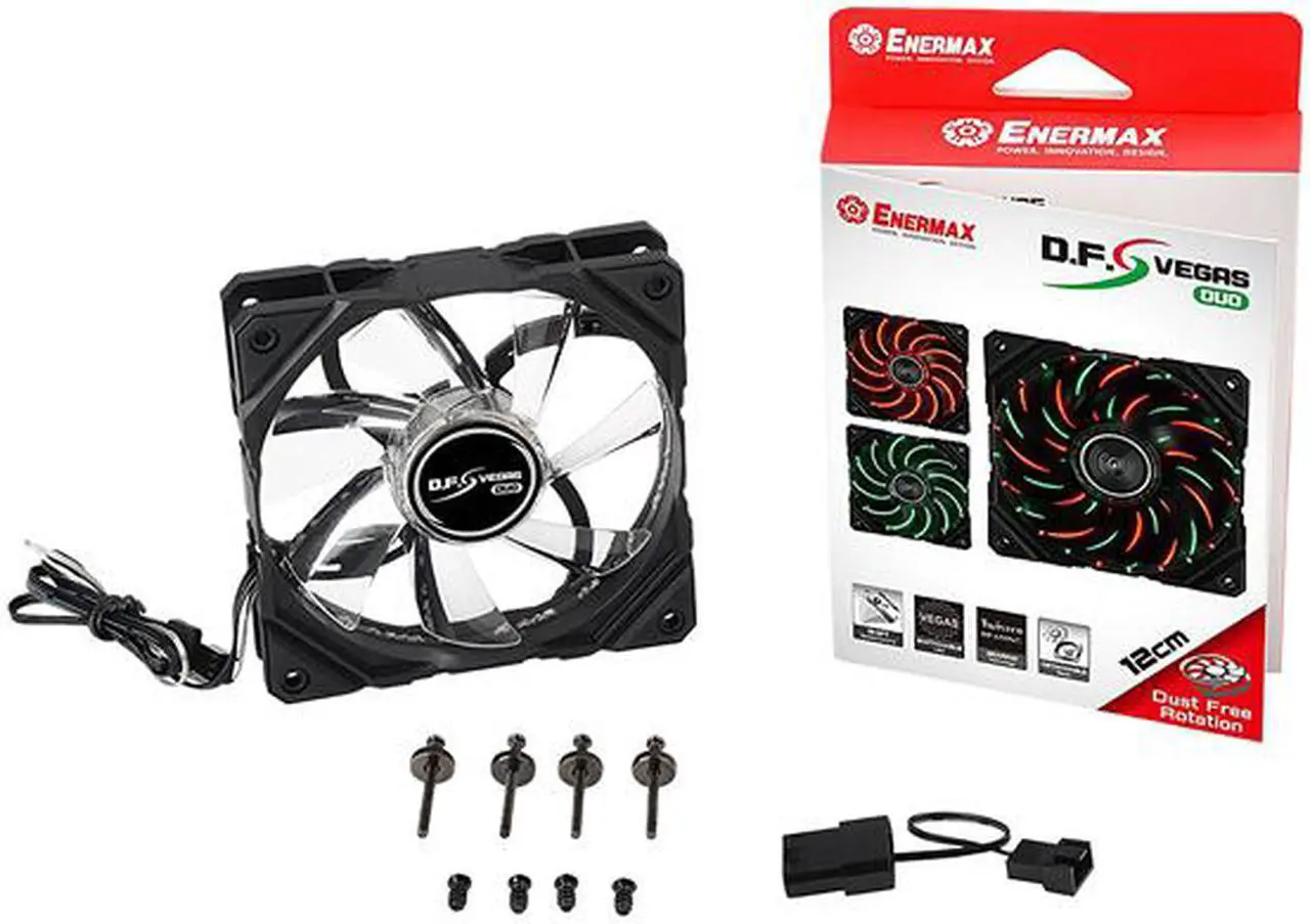 Alt view image 6 of 6 - Enermax D.F. VEGAS DUO Duo LED Light 120mm Fan Dust Free Rotation Technology High Technology PWM Speed Control, Black, UCDFVD12P
