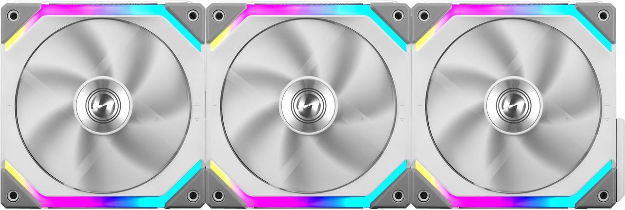 LIAN LI UNI FAN SL120 RGB White 3x 12cm Fan Pack with Controller - UF-SL120-3W