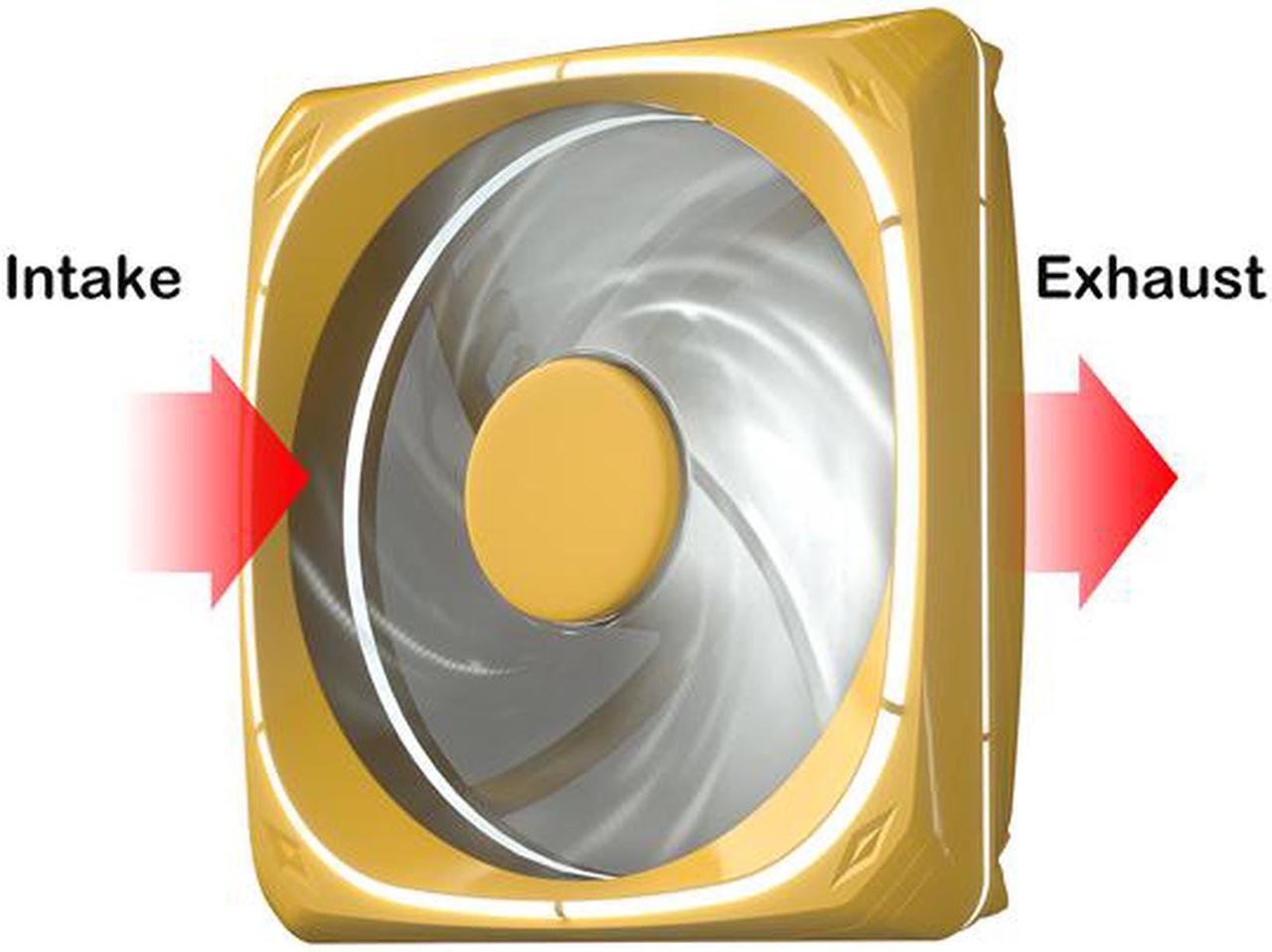 Alt view image 3 of 7 - Vetroo DF120 120mm Case Fan White LED Lighting PC Cooling Fan W/ Yellow Fan Frame for Radiator / CPU Cooler / Computer Case