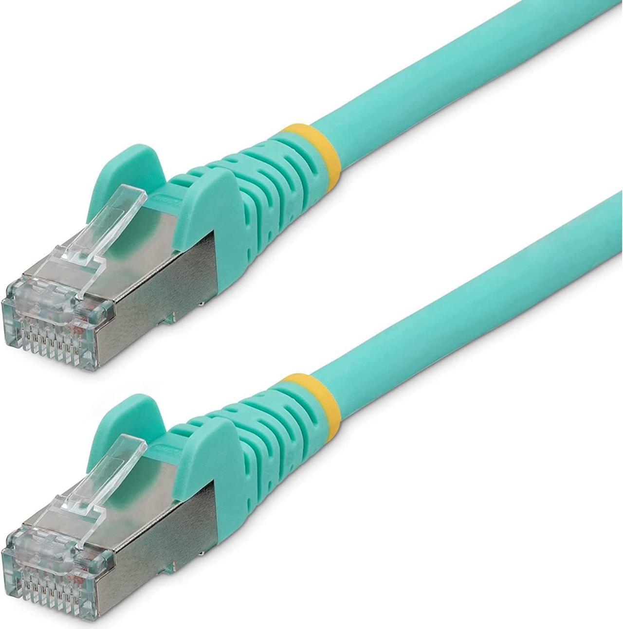 StarTech 5ft CAT6a Ethernet Cable Aqua Low Smoke Zero Halogen LSZH 10 GbE 100W PoE S/FTP Snagless RJ-45 Network Patch Cord NLAQ5FCAT6APATCH