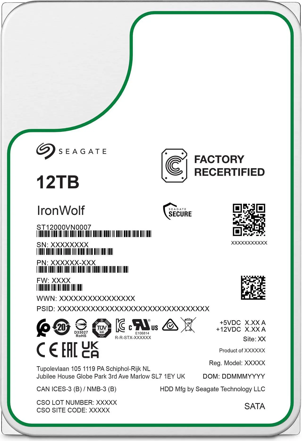 Alt view image 3 of 3 - Seagate IronWolf NAS 12TB 7200RPM 256MB Cache SATA 6.0Gb/s 3.5-Inch Internal NAS Hard Drive (ST12000VN0007)