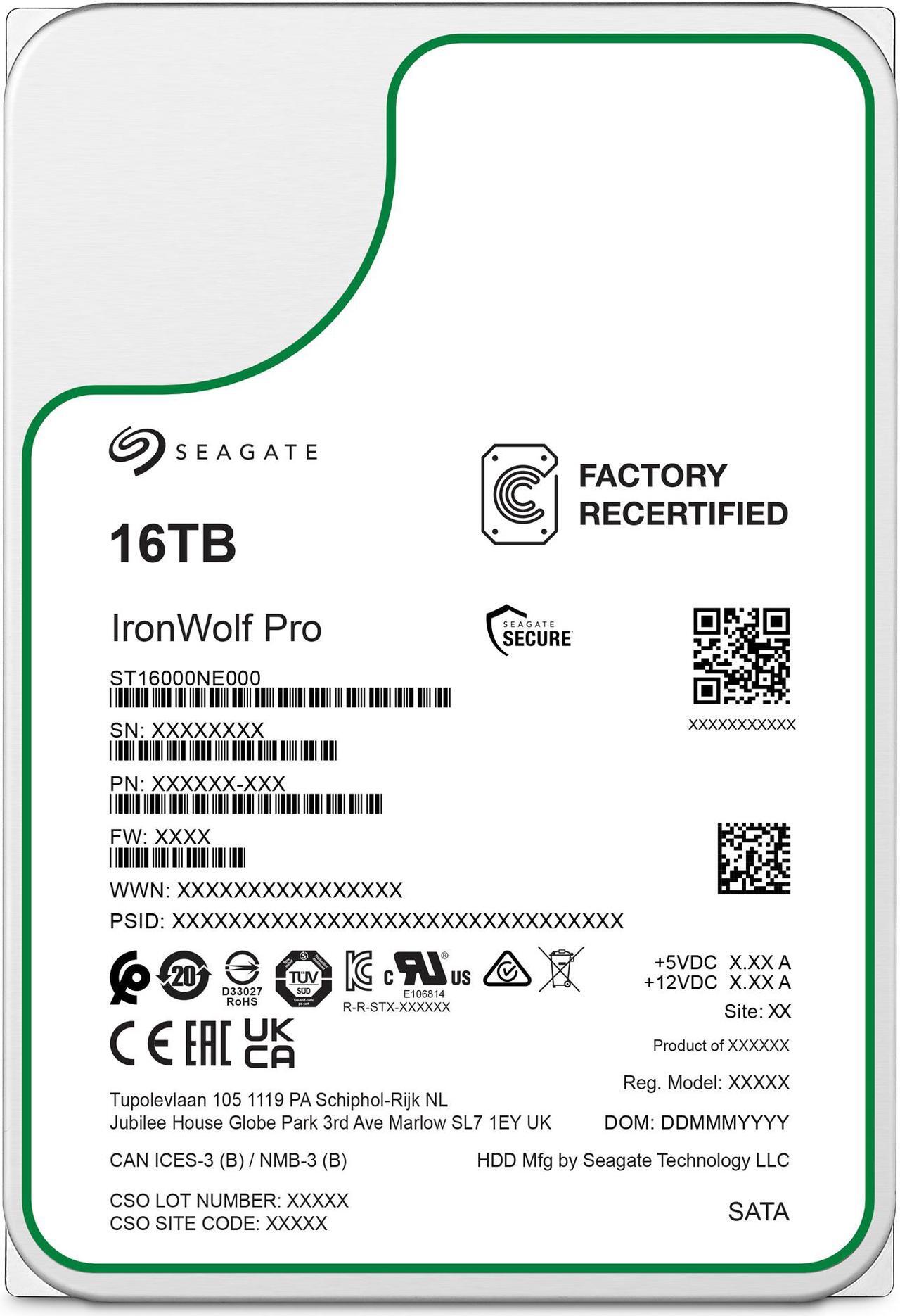Alt view image 2 of 3 - Seagate IronWolf Pro ST16000NE000 16TB 7200 RPM 256MB Cache SATA 6.0Gb/s CMR 3.5 Inch Internal Hard Drive for RAID, NAS