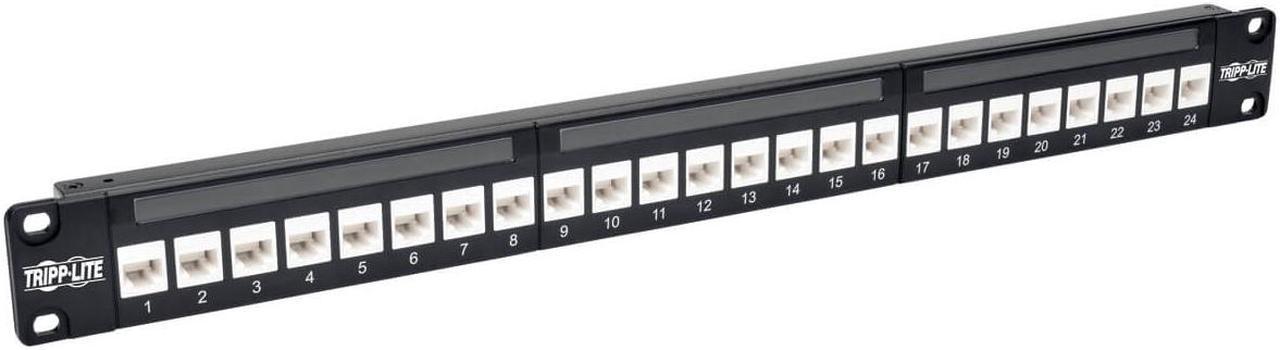 Tripp Lite N254-024-6A 24-Port Rackmount Cat6A Feedthrough Patch Panel Rj45 Ethernet 1U