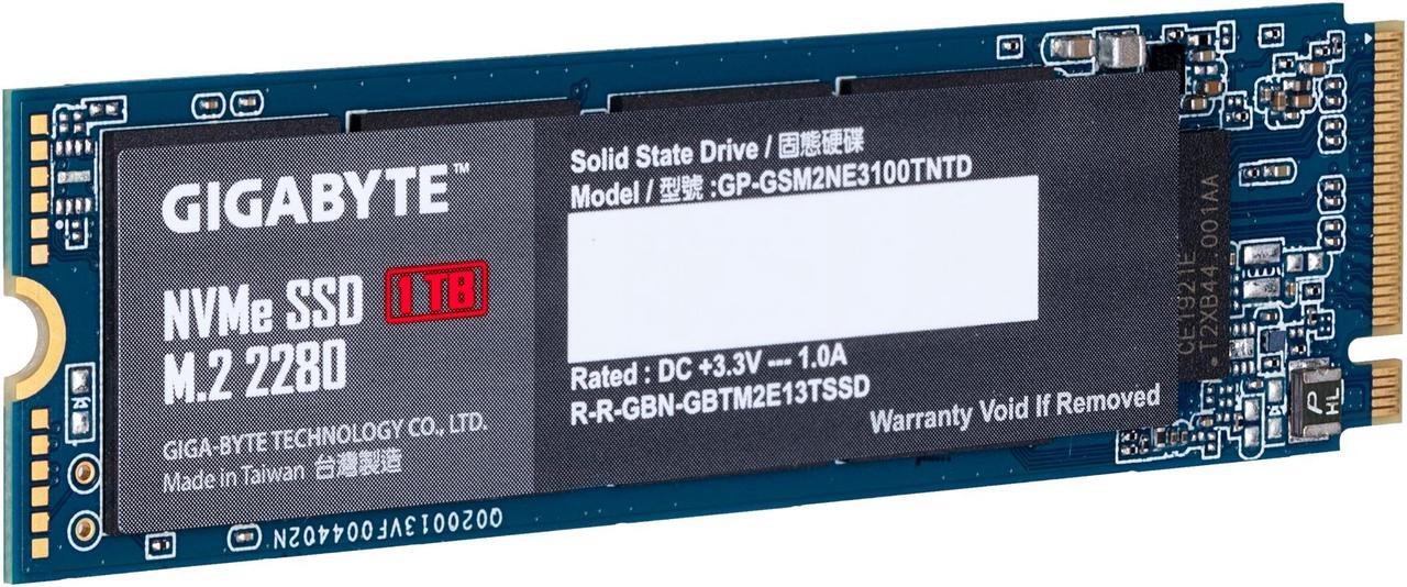 Alt view image 3 of 5 - GIGABYTE M.2 2280 1TB PCI-Express 3.0 x4, NVMe 1.3 Internal Solid State Drive (SSD) GP-GSM2NE3100TNTD