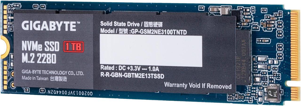Alt view image 2 of 5 - GIGABYTE M.2 2280 1TB PCI-Express 3.0 x4, NVMe 1.3 Internal Solid State Drive (SSD) GP-GSM2NE3100TNTD