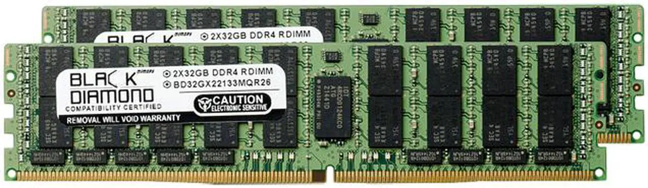 Main image of Black Diamond Memory 64GB (2 x 32GB) ECC Registered DDR4 2133 (PC4 17000) Server Memory Model BD32GX22133MQR26