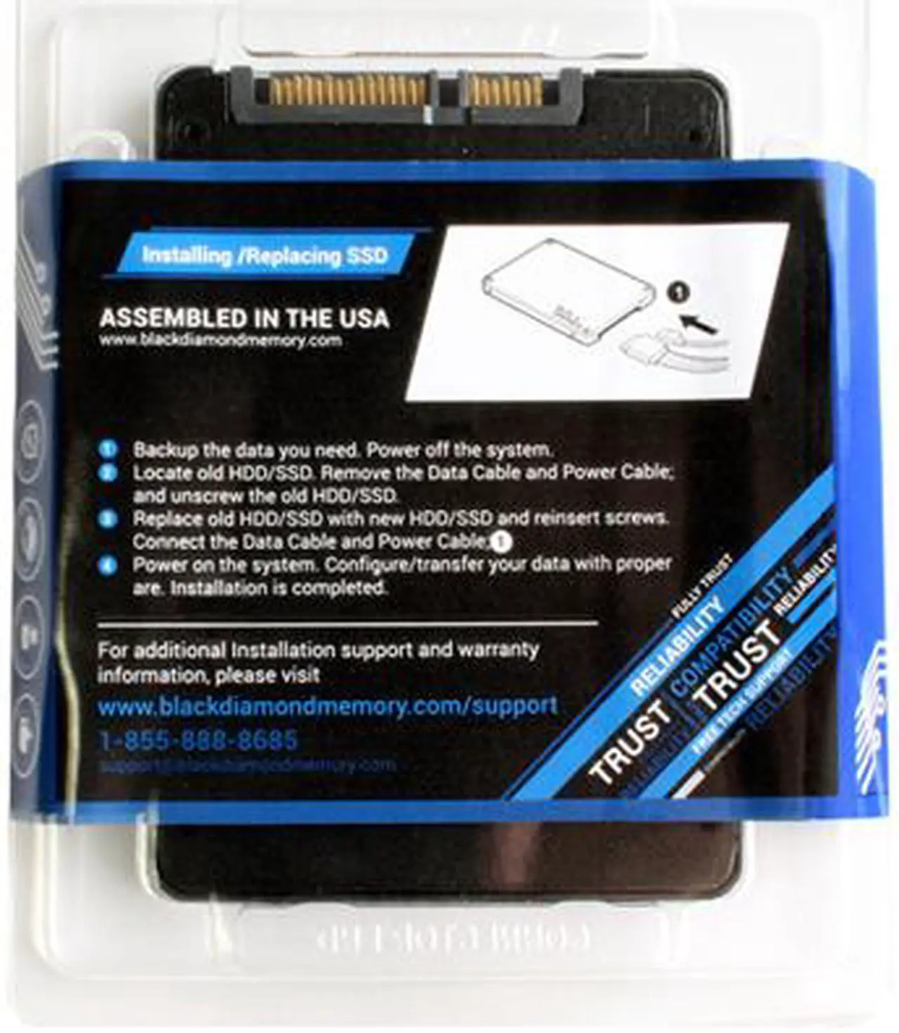 Alt view image 3 of 3 - Black Diamond Memory Sonic Series BDSSDS1T 2.5" 1TB SATA III TLC Internal Solid State Drive