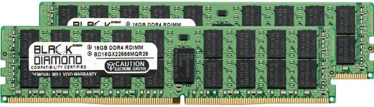 Main image of Black Diamond Memory 32GB (2 x 16GB) ECC Registered DDR4 2666 (PC4 21300) Server Memory Model BD16GX22666MQR26