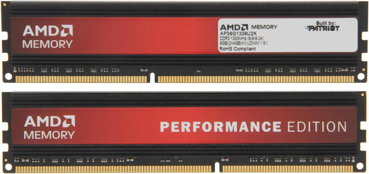 Alt view image 2 of 3 - AMD Performance Edition 8GB (2 x 4GB) DDR3 1333 Desktop Memory Model AP38G1338U2K