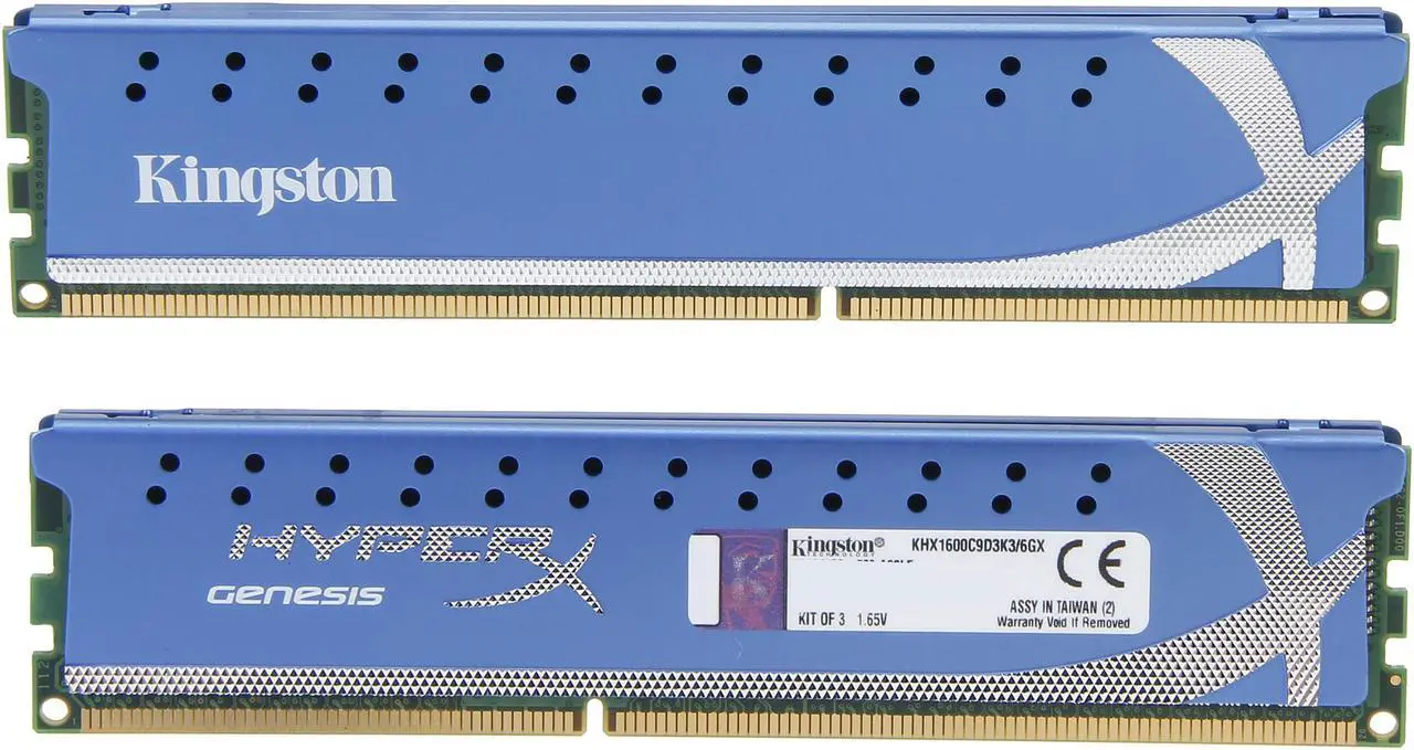Alt view image 2 of 3 - HyperX 6GB (3 x 2GB) DDR3 1600 (PC3 12800) Desktop Memory Model KHX1600C9D3K3/6GX