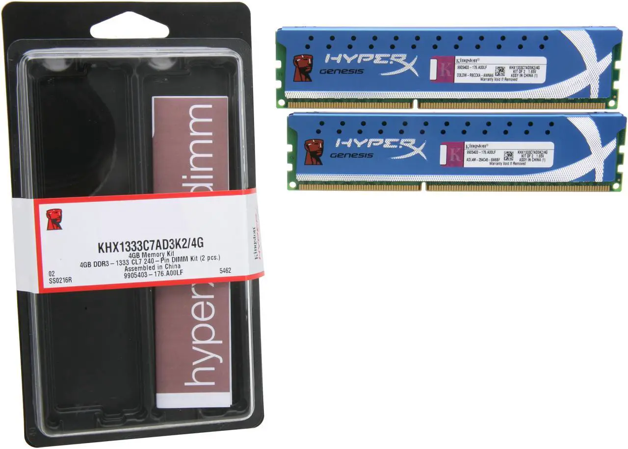 Alt view image 3 of 3 - HyperX 4GB (2 x 2GB) DDR3 1333 Desktop Memory Model KHX1333C7AD3K2/4G