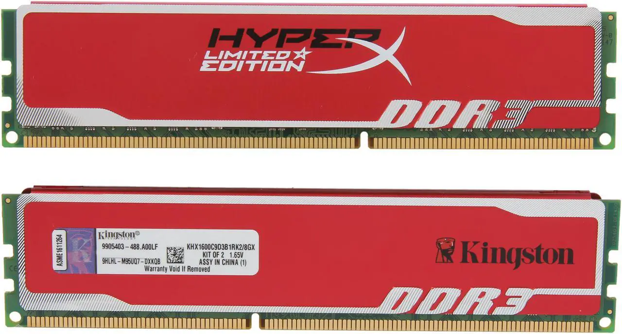 Alt view image 2 of 3 - HyperX Blu 8GB (2 x 4GB) DDR3 1600 (PC3 12800) Desktop Memory Red Limited Edition Model KHX1600C9D3B1RK2/8GX