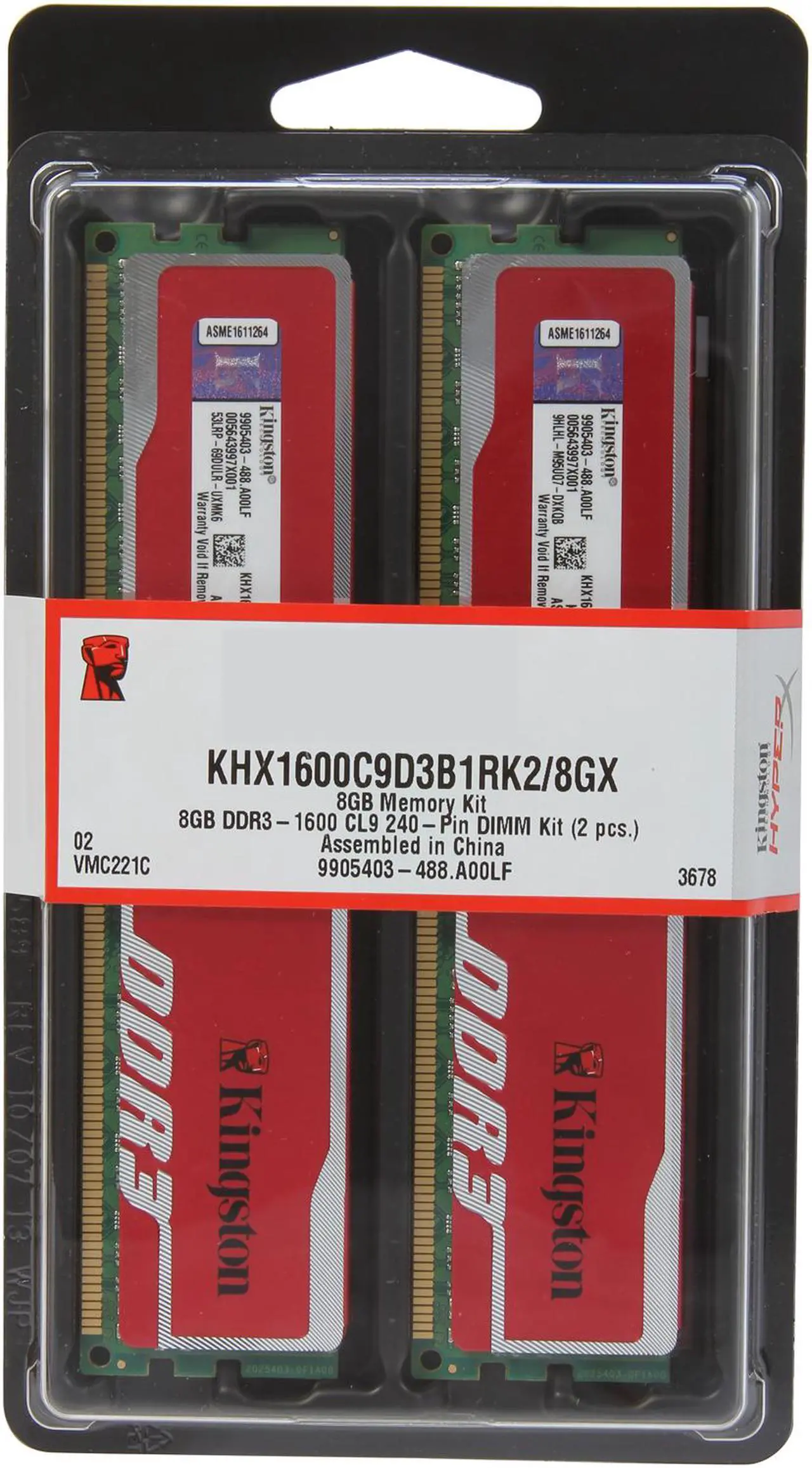 Alt view image 3 of 3 - HyperX Blu 8GB (2 x 4GB) DDR3 1600 (PC3 12800) Desktop Memory Red Limited Edition Model KHX1600C9D3B1RK2/8GX