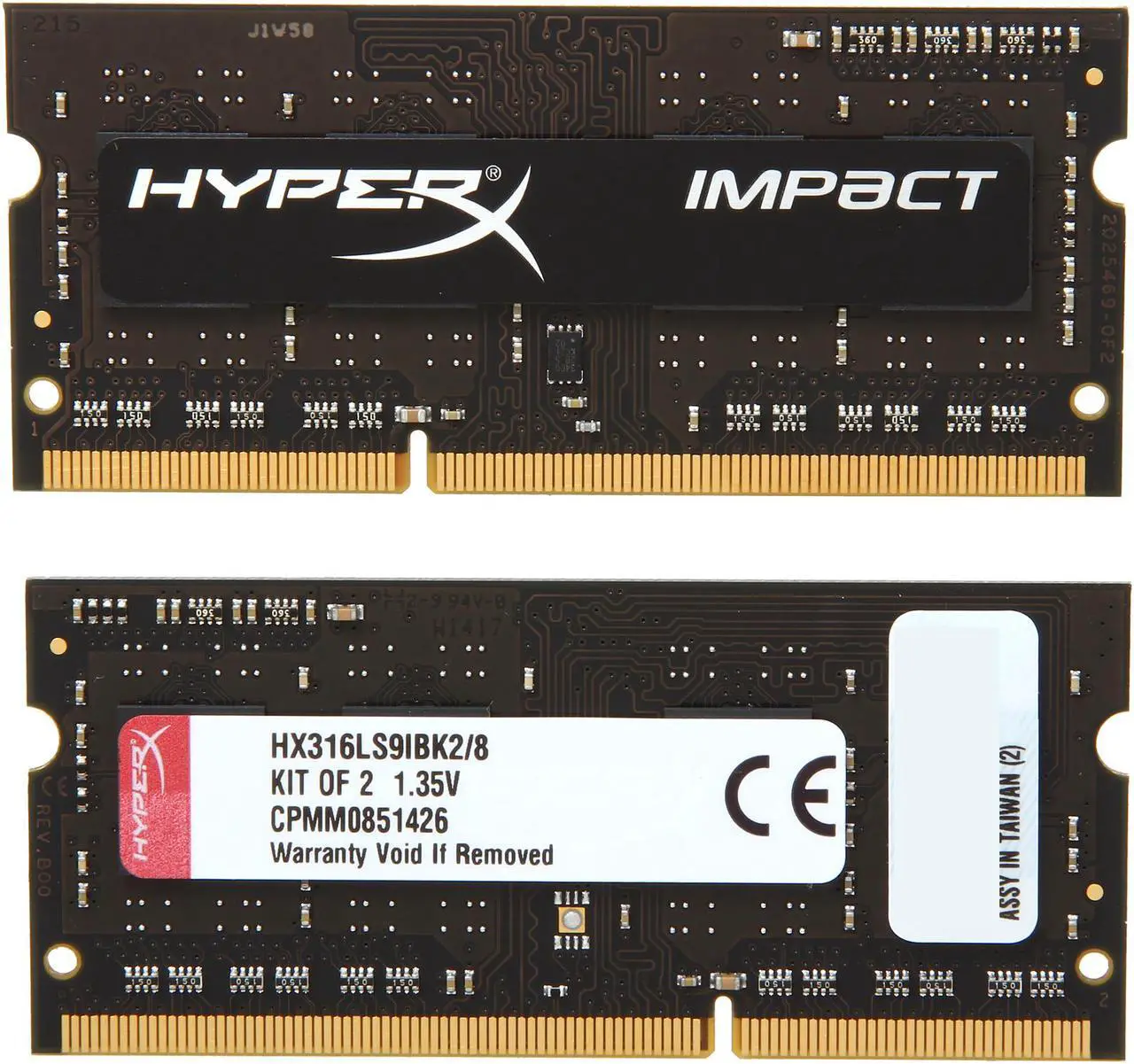 Alt view image 2 of 3 - HyperX Impact 8GB (2 x 4GB) 204-Pin DDR3 SO-DIMM DDR3L 1600 (PC3L 12800) Laptop Memory Model HX316LS9IBK2/8