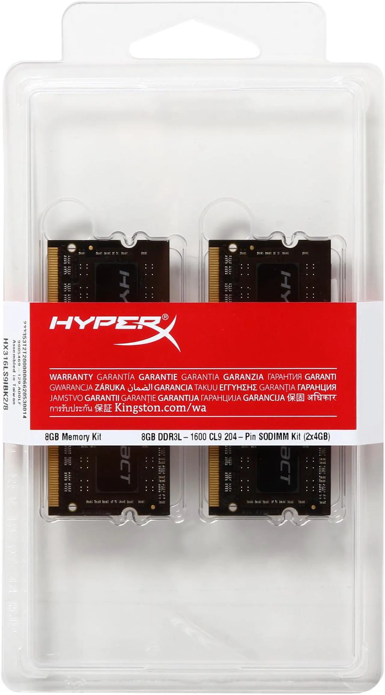 Alt view image 3 of 3 - HyperX Impact 8GB (2 x 4GB) 204-Pin DDR3 SO-DIMM DDR3L 1600 (PC3L 12800) Laptop Memory Model HX316LS9IBK2/8