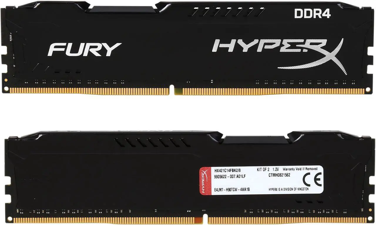 Alt view image 2 of 3 - HyperX Fury 8GB (2 x 4GB) DDR4 2133MHz DRAM (Desktop Memory) CL14 1.2V DIMM (288-pin) HX421C14FBK2/8 (Intel XMP, AMD Ryzen)