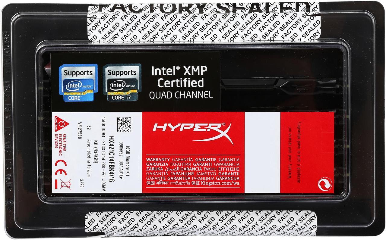 Alt view image 3 of 3 - HyperX FURY 16GB (4 x 4GB) Unbuffered DDR4 2133 (PC4 17000) Compatible with Intel X99 chipset Memory Kit Model HX421C14FBK4/16