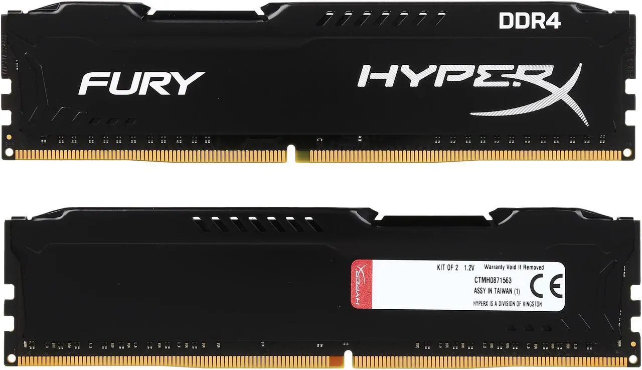 Alt view image 2 of 3 - HyperX Fury 8GB (2 x 4GB) DDR4 2400MHz DRAM (Desktop Memory) CL15 1.2V DIMM (288-pin) HX424C15FBK2/8 (Intel XMP, AMD Ryzen)