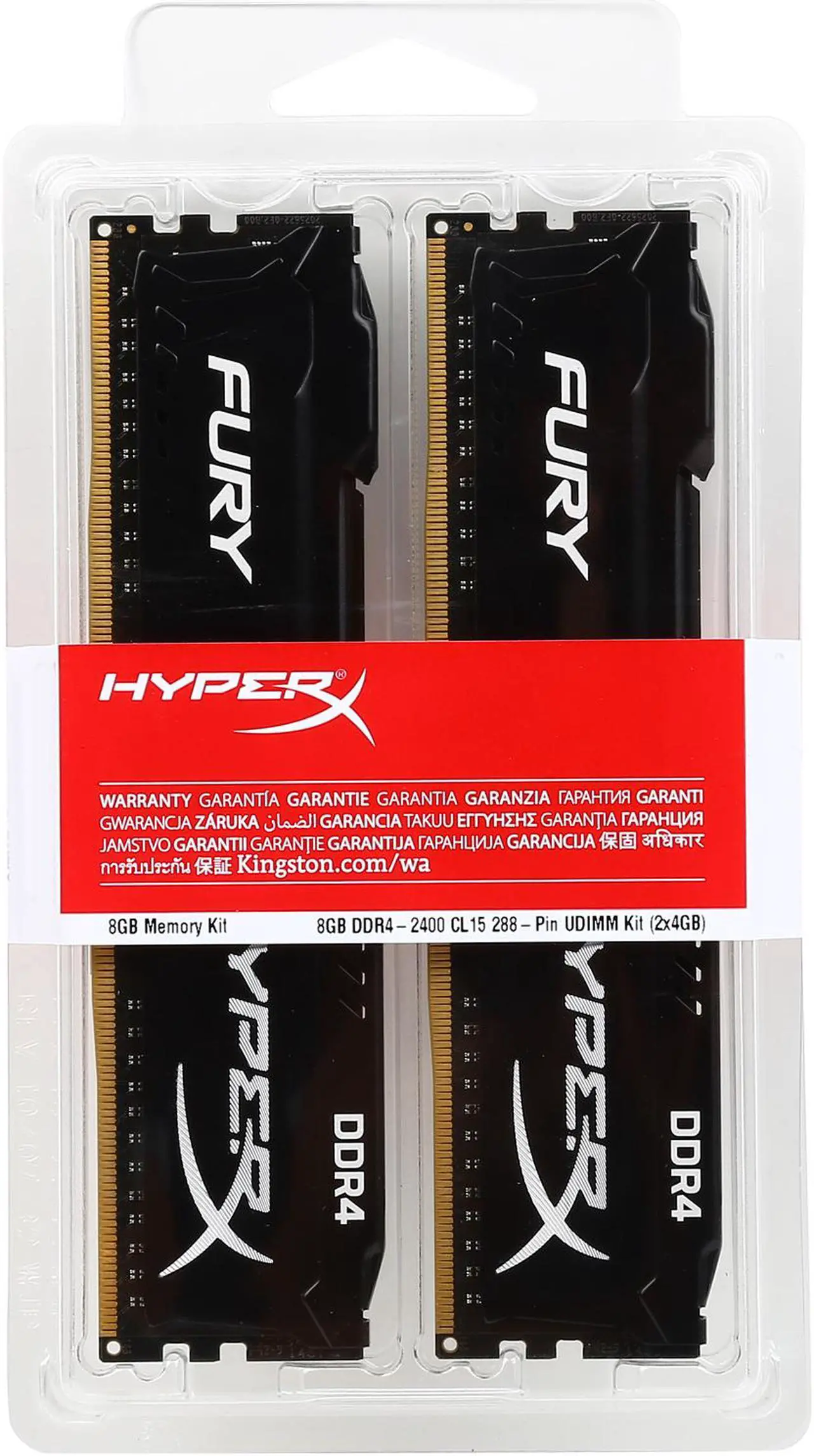 Alt view image 3 of 3 - HyperX Fury 8GB (2 x 4GB) DDR4 2400MHz DRAM (Desktop Memory) CL15 1.2V DIMM (288-pin) HX424C15FBK2/8 (Intel XMP, AMD Ryzen)