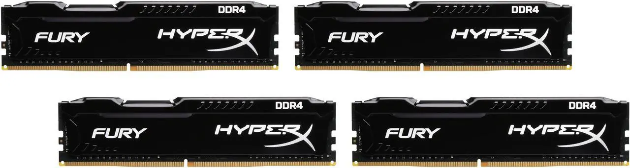 Main image of HyperX Fury 32GB (4 x 8GB) DDR4 2133MHz DRAM (Desktop Memory) CL14 1.2V Black DIMM (288-pin) HX421C14FB2K4/32 (Intel XMP, AMD Ryzen)