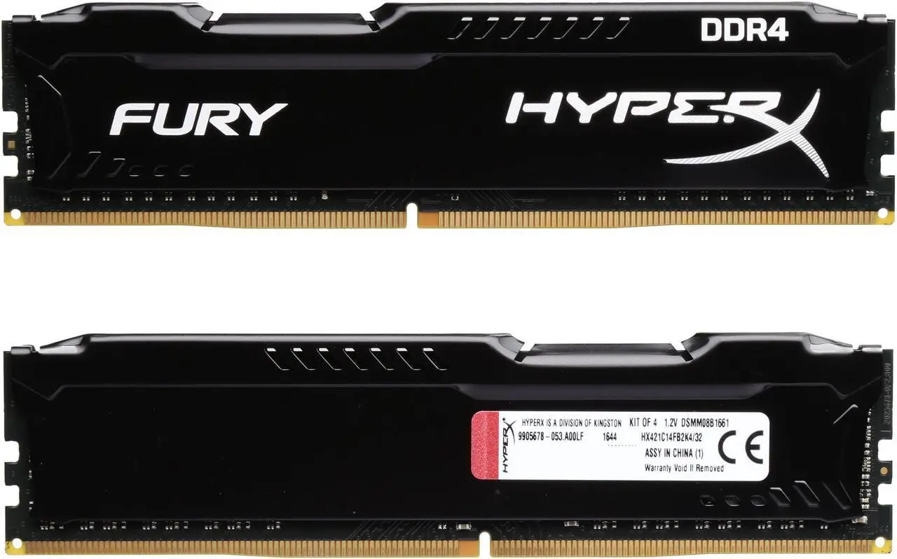 Alt view image 2 of 3 - HyperX Fury 32GB (4 x 8GB) DDR4 2133MHz DRAM (Desktop Memory) CL14 1.2V Black DIMM (288-pin) HX421C14FB2K4/32 (Intel XMP, AMD Ryzen)