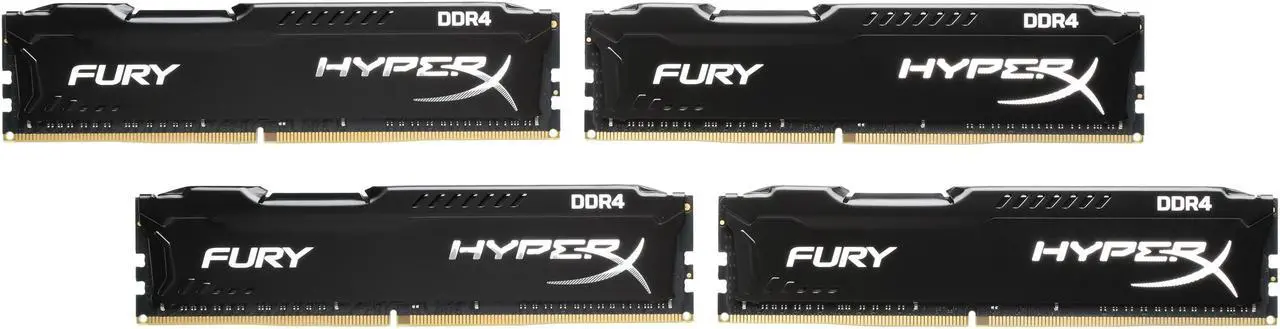 Main image of HyperX Fury 64GB (4 x 16GB) DDR4 2133MHz DRAM (Desktop Memory) CL14 1.2V Black DIMM (288-pin) HX421C14FBK4/64 (Intel XMP, AMD Ryzen)