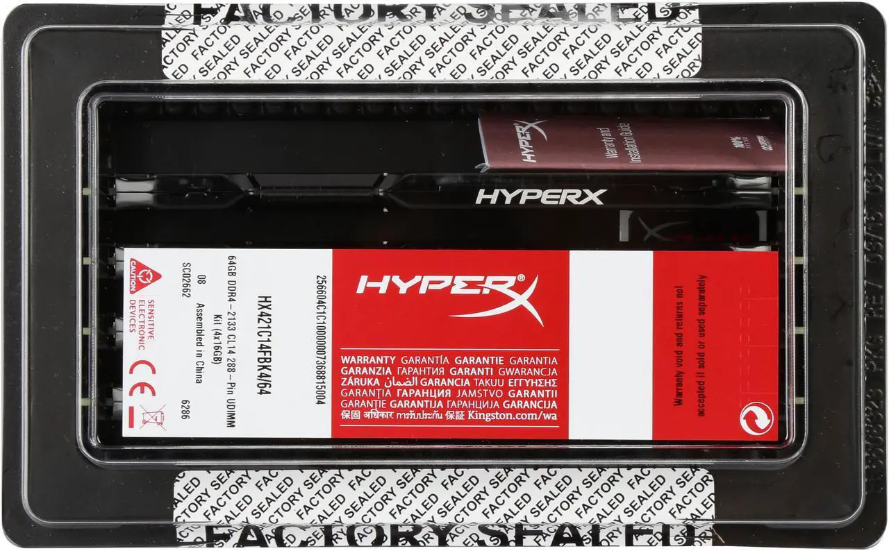 Alt view image 3 of 3 - HyperX Fury 64GB (4 x 16GB) DDR4 2133MHz DRAM (Desktop Memory) CL14 1.2V Black DIMM (288-pin) HX421C14FBK4/64 (Intel XMP, AMD Ryzen)