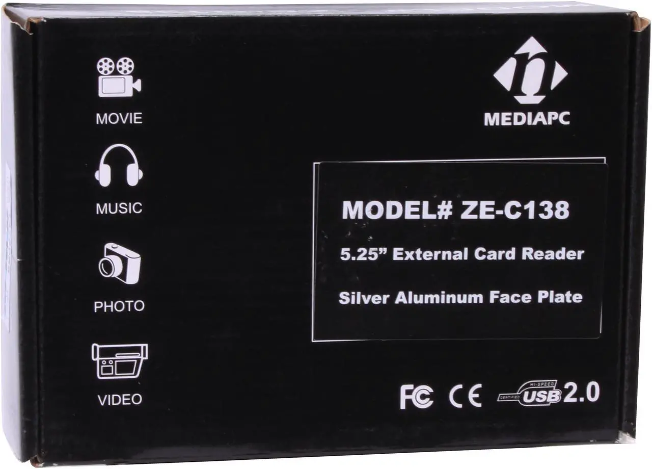 Alt view image 7 of 7 - nMEDIAPC ZE-C138 Silver Aluminum Panel 5.25"All-in-one USB X 3 / IEEE 1394 / eSATA / HD (or AC97) Audio Internal Card Reader