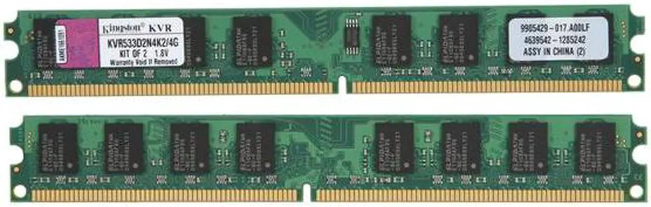 Alt view image 2 of 3 - Kingston 4GB (2 x 2GB) 240-Pin DDR2 SDRAM DDR2 533 (PC2 4200) Dual Channel Kit Desktop Memory Model KVR533D2N4K2/4G