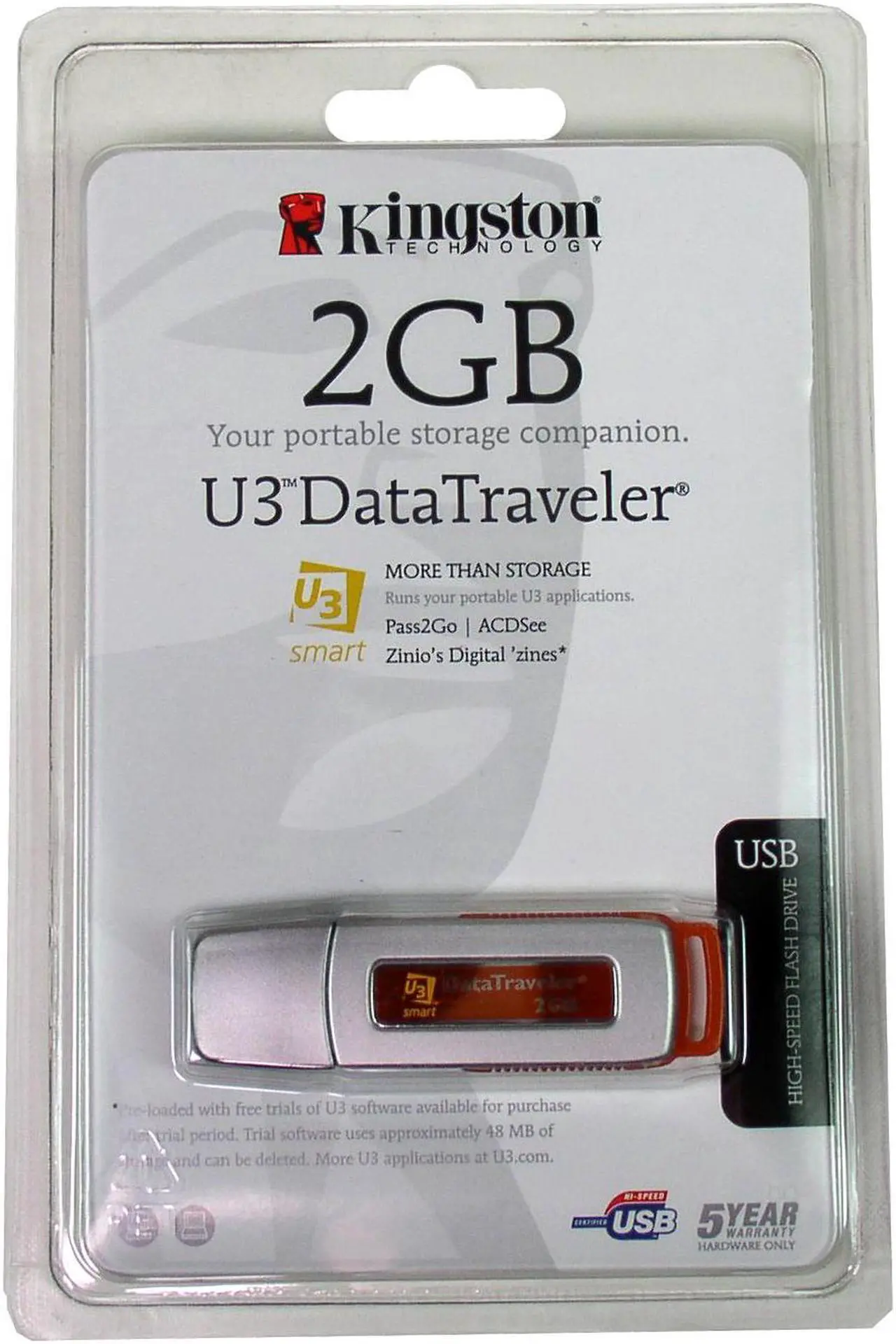 Alt view image 2 of 2 - Kingston U3 DataTraveler 2GB Flash Drive (USB2.0 Portable) DTIU3/2GB