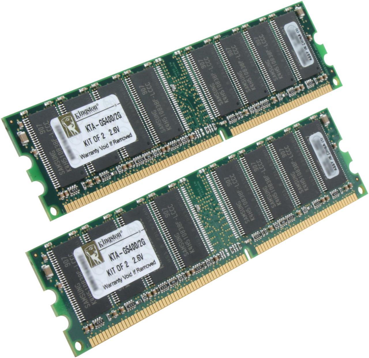 Kingston 2GB (2 x 1GB) DDR 400 (PC 3200) Dual Channel Kit Memory for Apple Desktop Model KTA-G5400/2G