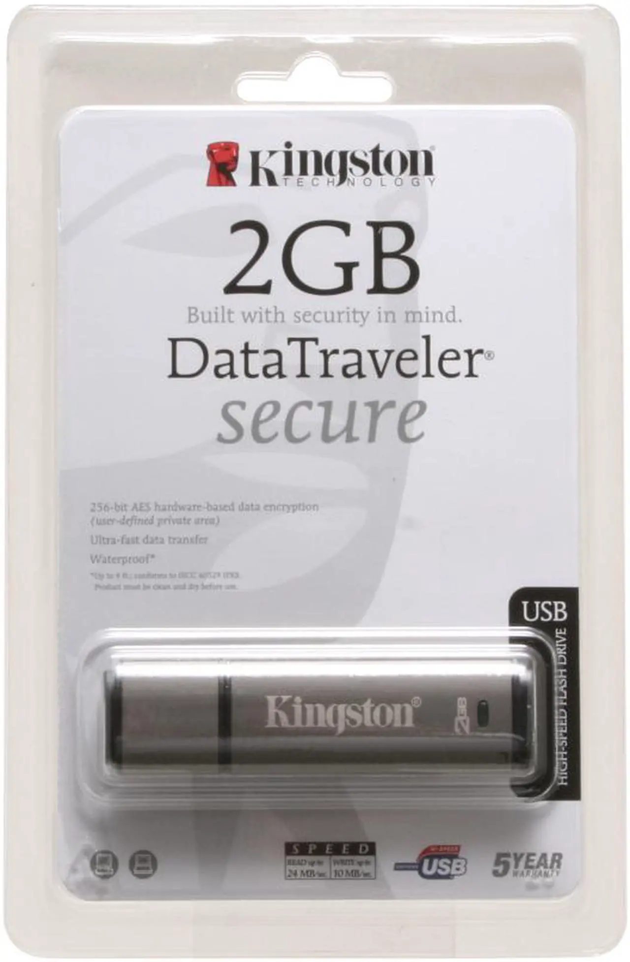 Alt view image 2 of 2 - Kingston DataTraveler Secure 2GB Flash Drive (USB2.0 Portable) 256bit AES Encryption DTS/2GB