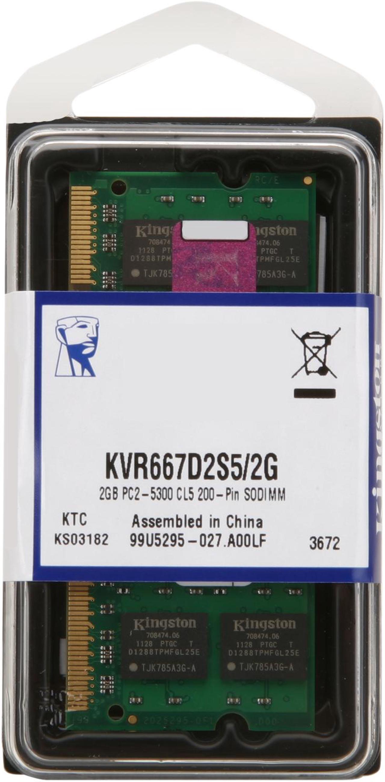Alt view image 3 of 3 - Kingston 2GB 200-Pin DDR2 SO-DIMM DDR2 667 (PC2 5300) Laptop Memory Model KVR667D2S5/2G
