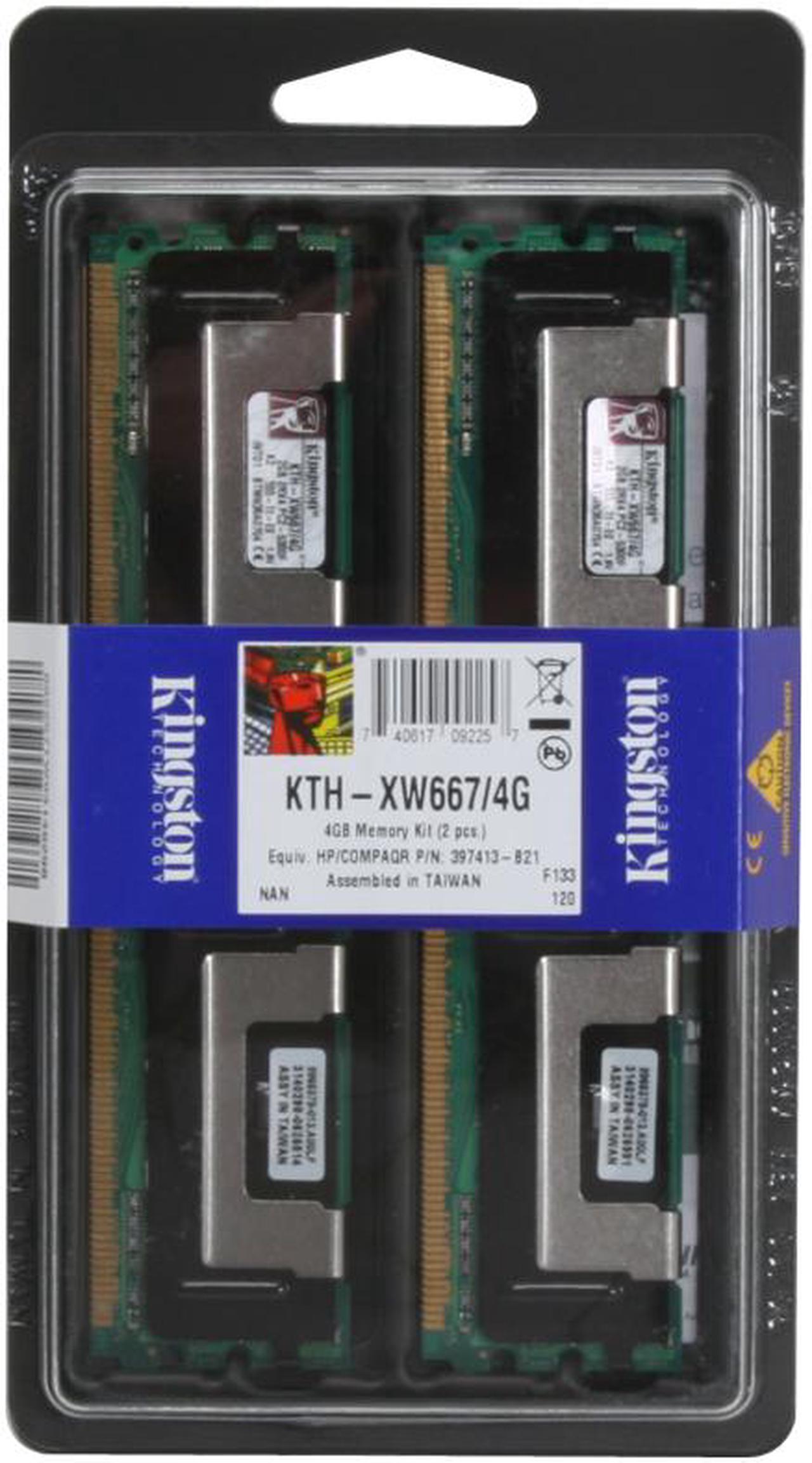 Kingston 4GB (2 x 2GB) 240-Pin DDR2 SDRAM DDR2 667 (PC2 5300) Dual Channel Kit System Specific Memory Model KTH-XW667/4G