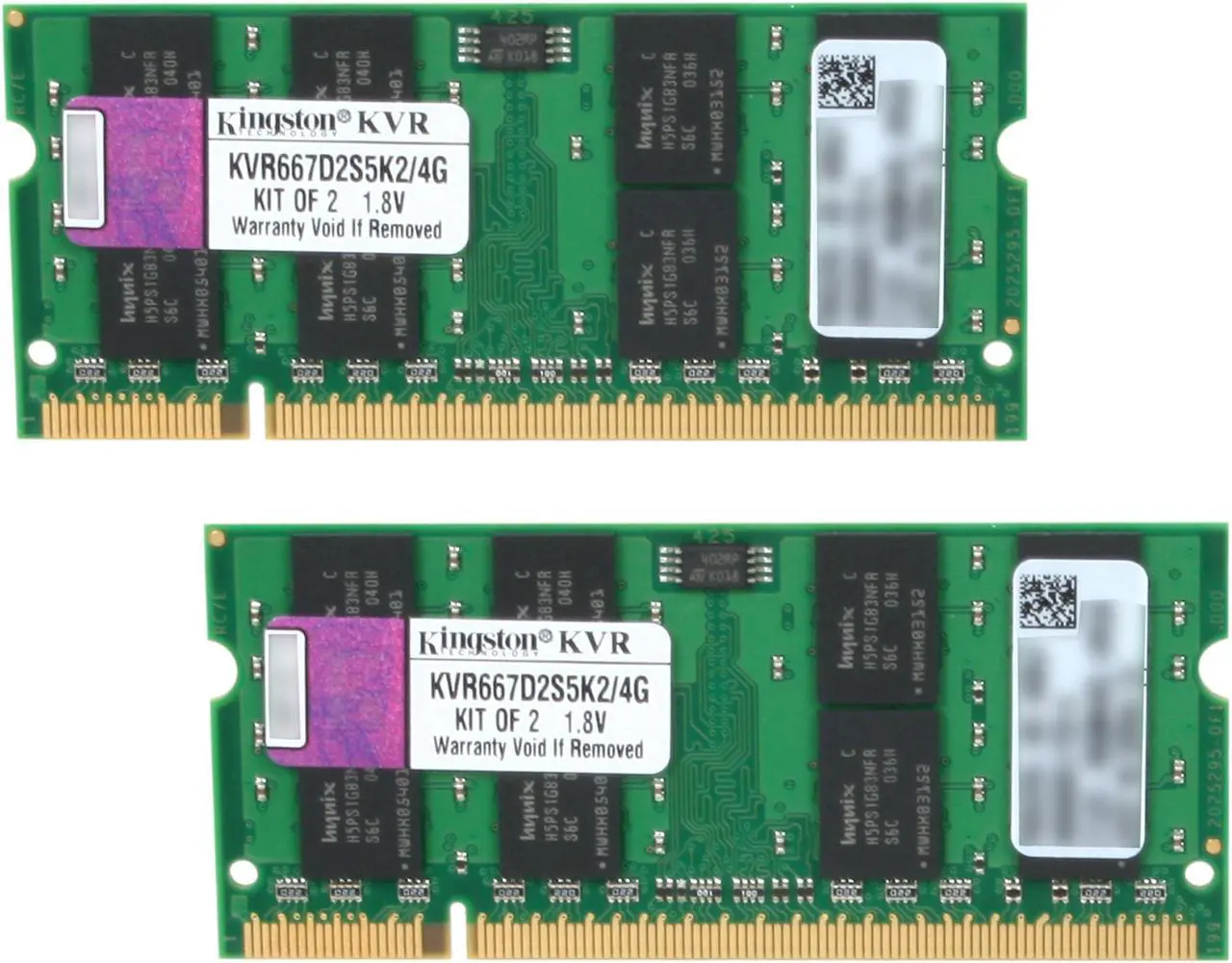 Main image of Kingston ValueRAM 4GB (2 x 2GB) 200-Pin DDR2 SO-DIMM DDR2 667 (PC2 5300) Dual Channel Kit Laptop Memory Model KVR667D2S5K2/4G