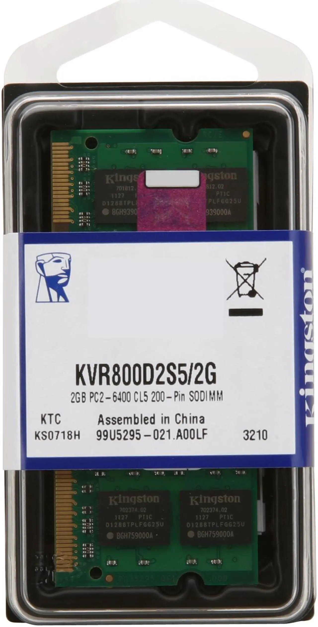 Alt view image 3 of 3 - Kingston Unbuffered Laptop Memory Model KVR800D2S5/2G