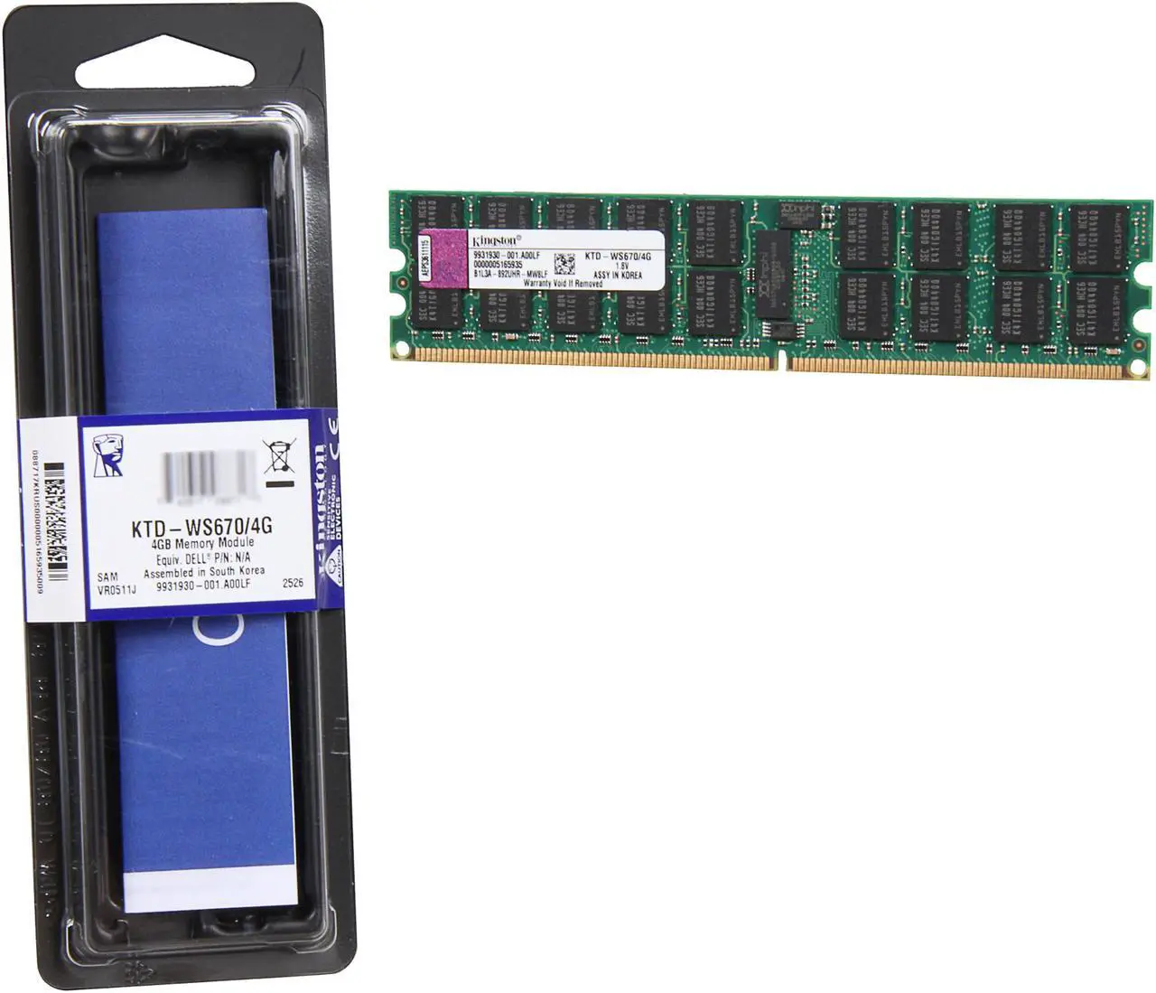 Alt view image 3 of 3 - Kingston 4GB 240-Pin DDR2 SDRAM ECC Registered DDR2 400 (PC2 3200) System Specific Memory Model KTD-WS670/4G