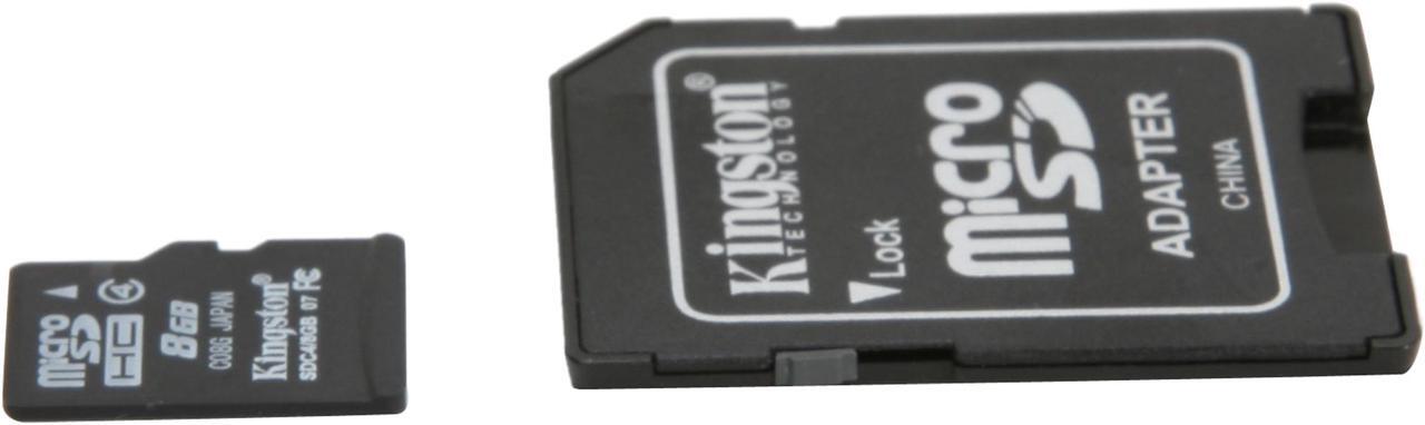 Alt view image 3 of 4 - Kingston 8GB MicroSDHC Class 4 Memory Card with Adapter (SDC4/8GB)