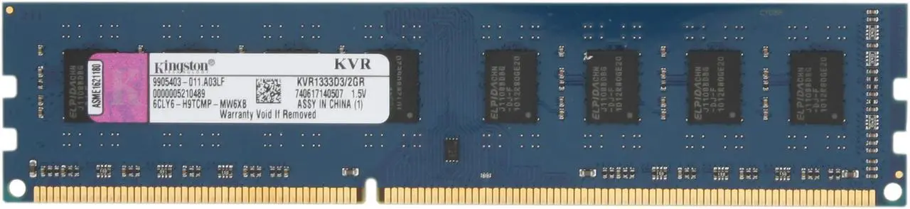 Main image of Kingston 2GB DDR3 1333 (PC3 10600) Desktop Memory Model KVR1333D3/2GR