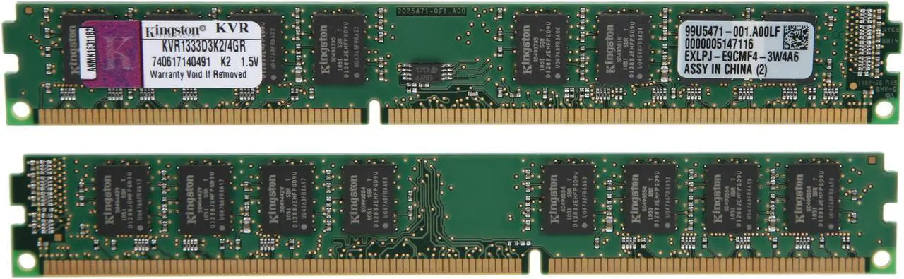 Alt view image 2 of 3 - Kingston ValueRAM 4GB (2 x 2GB) DDR3 1333 (PC3 10600) Desktop Memory Model KVR1333D3K2/4GR