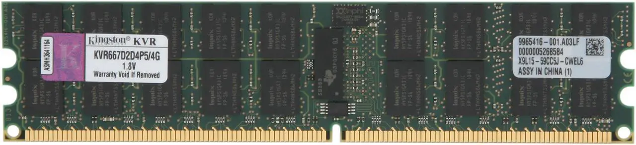 Main image of Kingston ValueRAM 4GB ECC Registered DDR2 667 (PC2 5300) Server Memory Model KVR667D2D4P5/4G