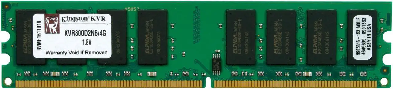 Main image of Kingston 4GB DDR2 800 (PC2 6400) Desktop Memory Model KVR800D2N6/4G