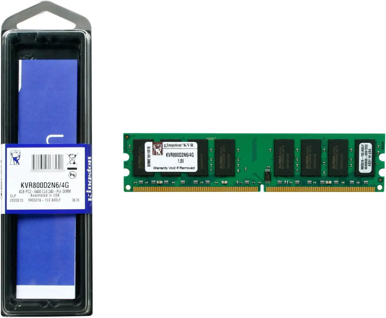 Alt view image 3 of 3 - Kingston 4GB DDR2 800 (PC2 6400) Desktop Memory Model KVR800D2N6/4G
