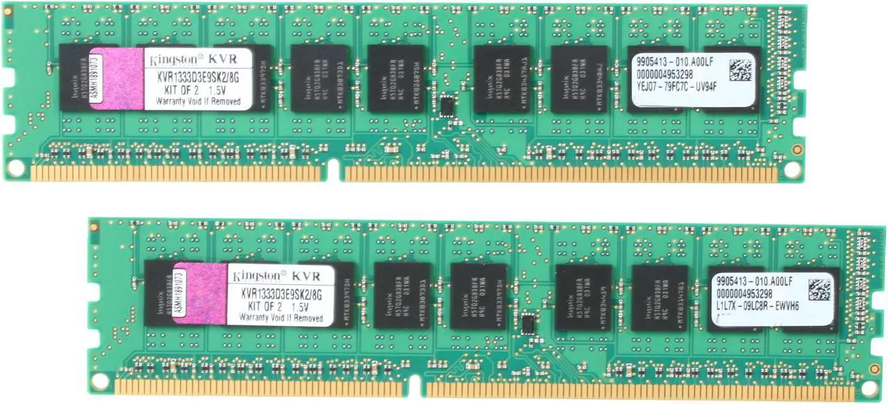 Main image of Kingston 8GB (2 x 4GB) ECC Unbuffered DDR3 1333 (PC3 10600) Server Memory Model KVR1333D3E9SK2/8G